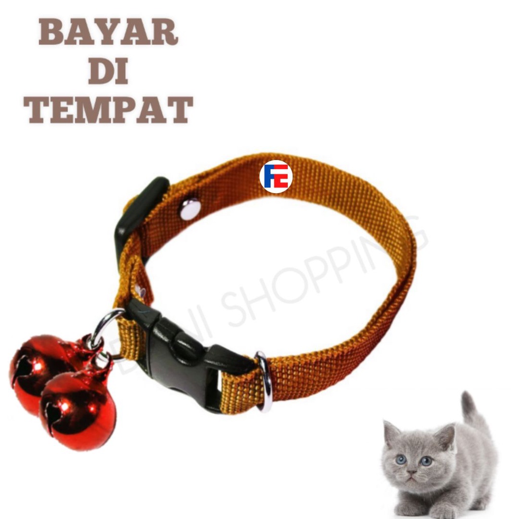 Kalung Kucing Polos Cats Lonceng 2 14mm Bahan Tebal Dan Lembut Nyaman Dipakai FEFARM