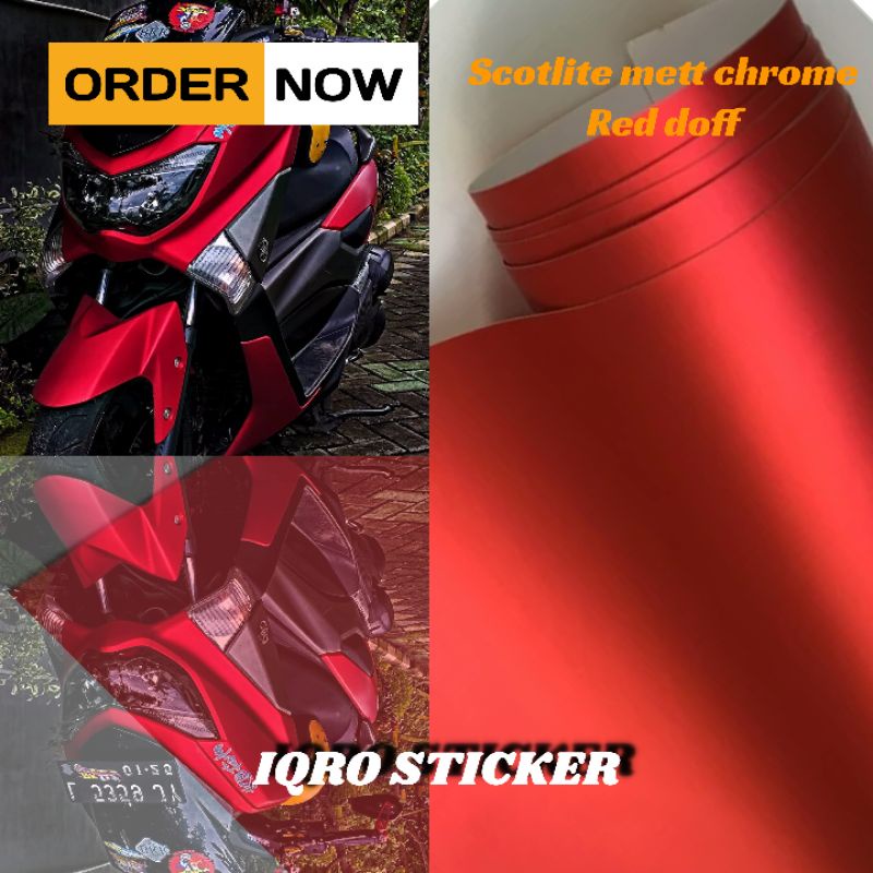 Sticker skotlet merah metalik chrom doff mengkilap untuk motor mobil hight Quality merk infinity