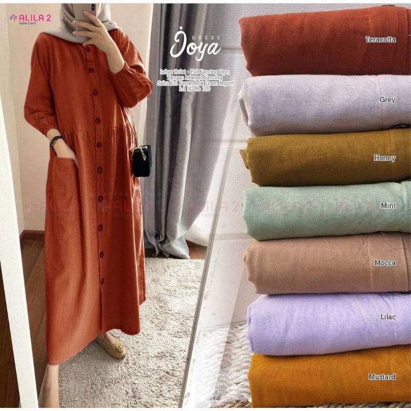 Midi Dress Katun Linen Rami Premium / Pocku Midi Dress Katun Linen Rami Premium