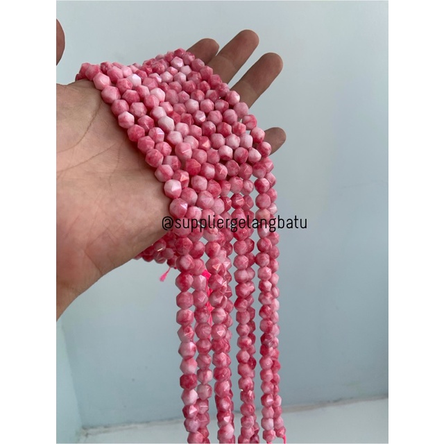 batu faceted hexagon Stone 8mm red borneo pink banjar crystal healing