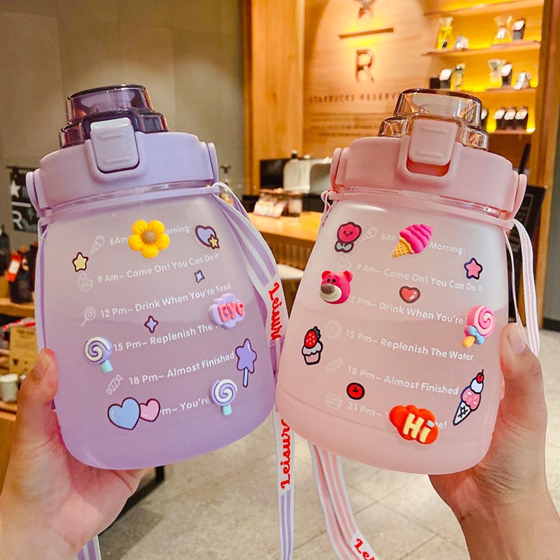 BOTOL MINUM ANAK GEMOY 3D VIRAL MURAH WARNA GRADASI PASTEL 1.3/2 LITER 1300 ML 2D &amp; 3D STICKER BOTOL MINUM ANAK TALI MOTIVASI GRADASI