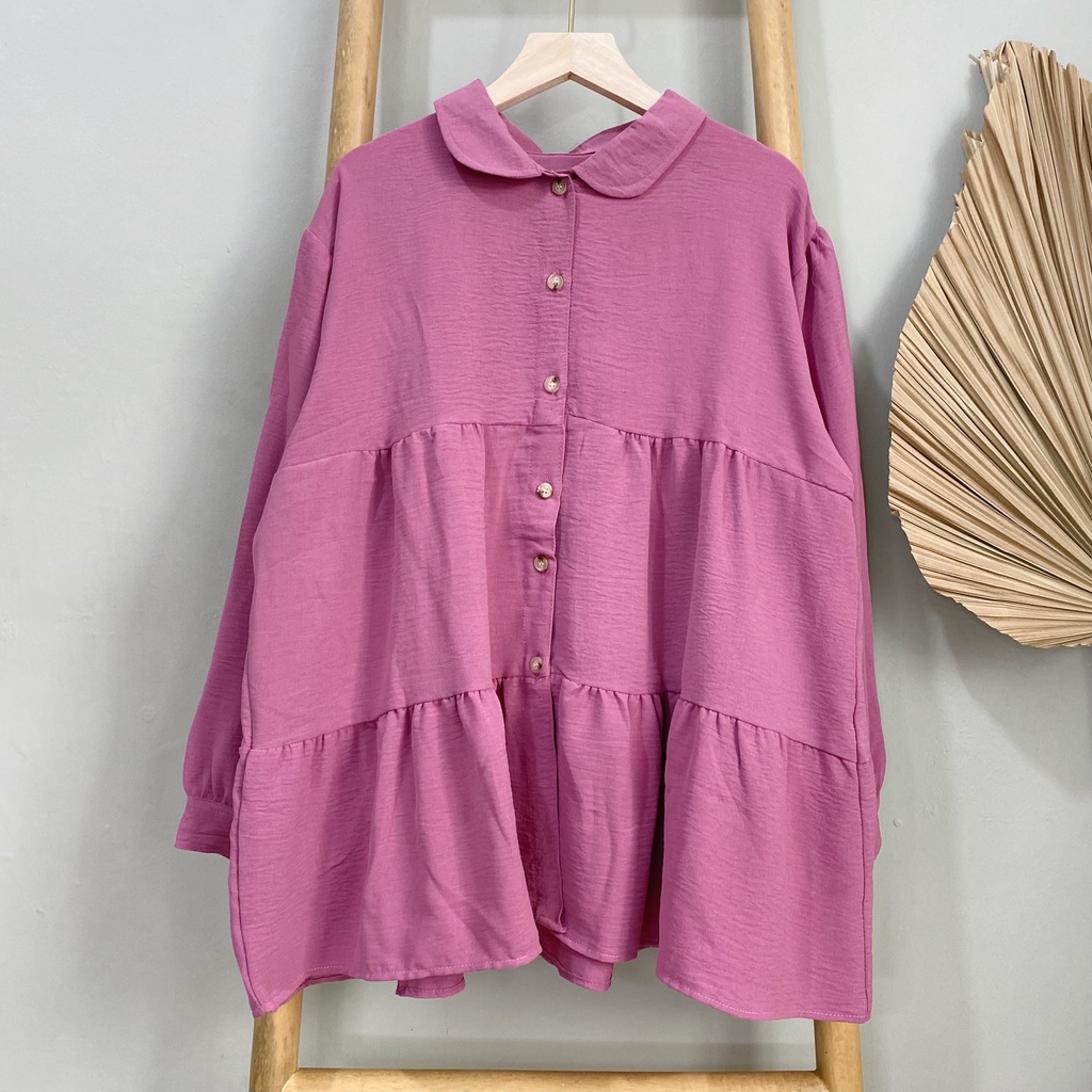 KEMEJA BLOUSE RUFFLE AIRFLOW ZEE LONG SHIRT PREMIUM SHIRT B503