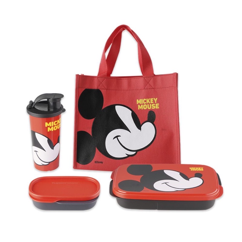 Tupperware Mickey Lunch Set (3pcs)+Bag