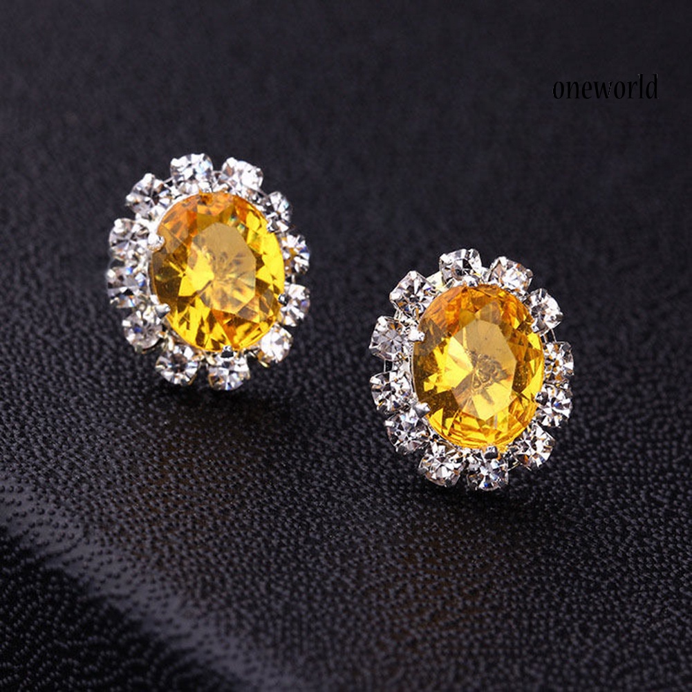 OW@ Fashion Women Lady Elegant Rhinestone Flower Ear Stud Earrings Gift Jewelry