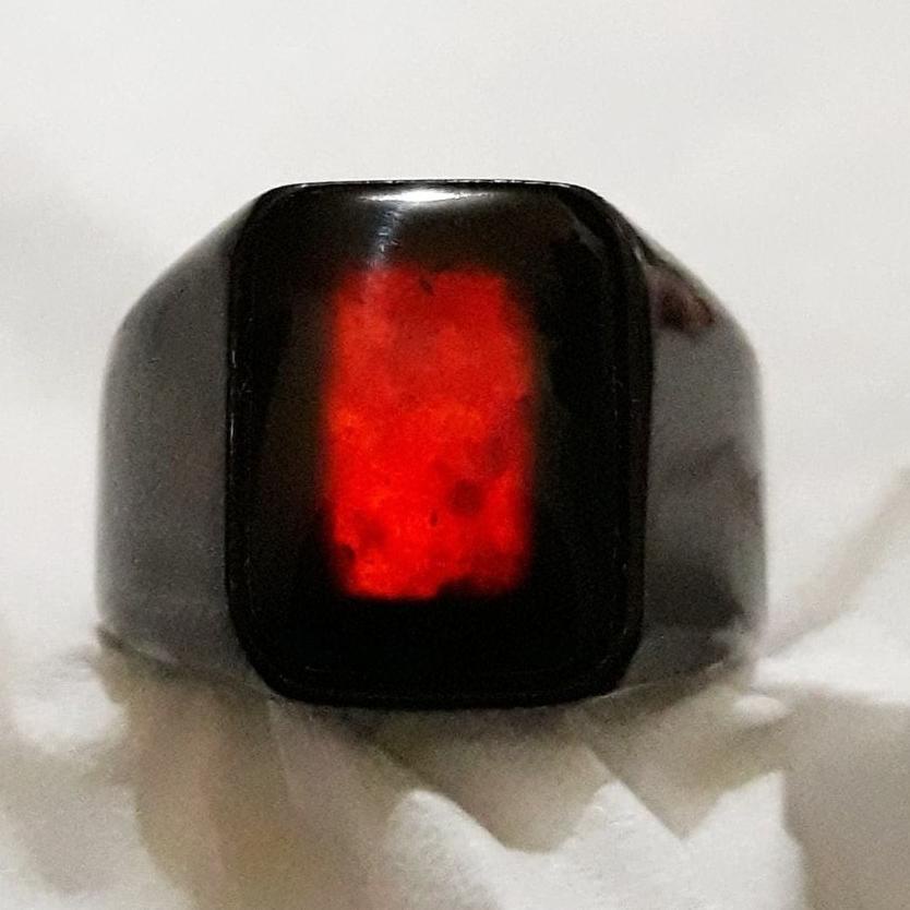 "TTD.10Jn22ᵂ" Cincin Batu Keren Natural Kecubung Api Yaman Wulung Api Asli Aceh