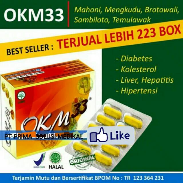 Obat Herbal diabetes basah kering , Gula darah, Kencing Manis - OKM33 isi 30 kapsul