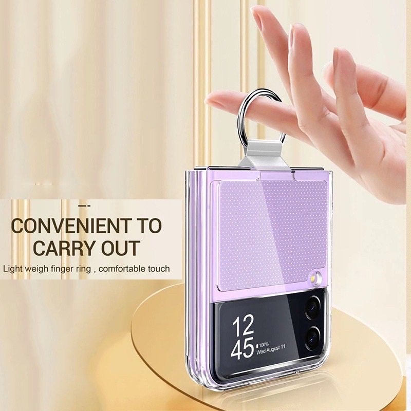 Case for Samsung Galaxy Z Flip 4 Clear Transparent Shockproof Ring Cover