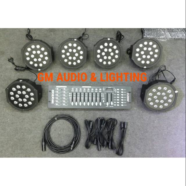 Paket parled 6 buah 18 led plus dmx512 192 dan free kabel konektor dmx 25m