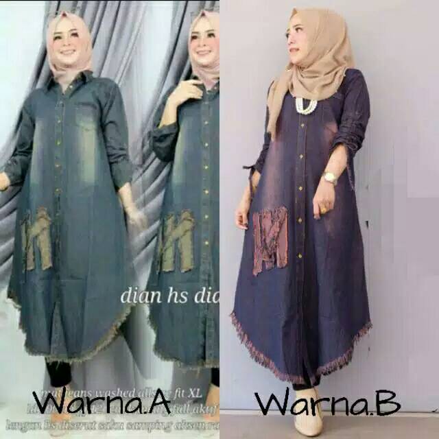 ALYA FASHION_❤COD VINYI TUNIK JEANS ❤