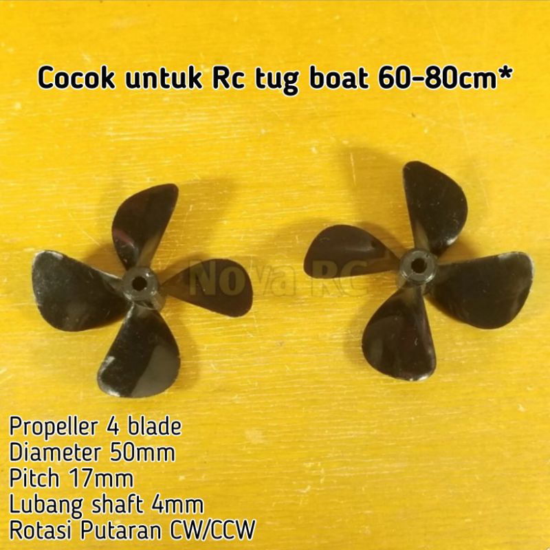 Rc boat propeller 4 blade 50mm 60mm 70mm pitch 17mm ID shaft 4mm Cw/Ccw nylon plastik abs super stro