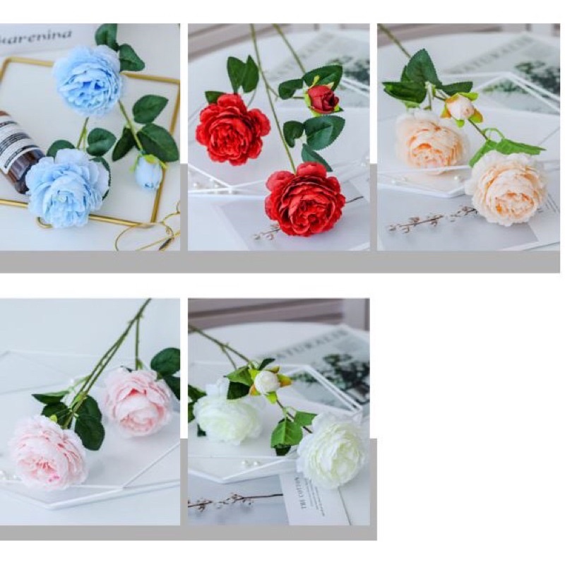 Mawar 3 kepala Bunga Artificial