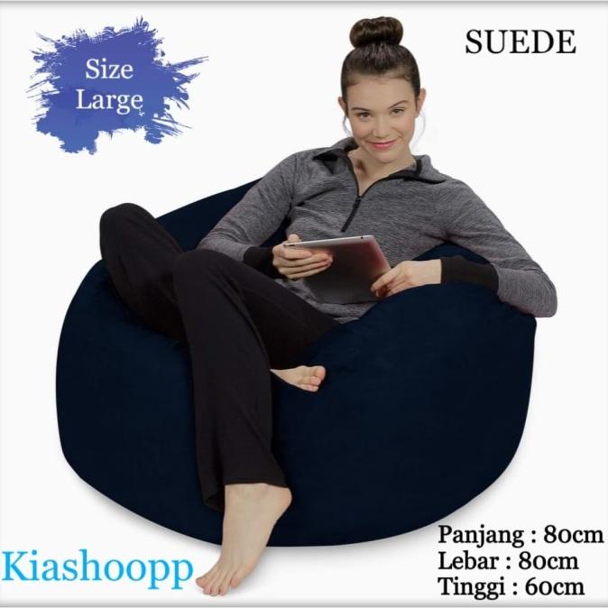 

SOFA BEAN BAG SIZE L + ISI STYROFOAM - SUEDE BIRU NAVY SX512Z32X