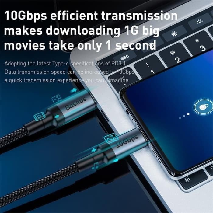 BASEUS CAFULE CHARGER KABEL USB C TO TYPE C PD3.1 GEN2 100W FAST CHARGING 1M