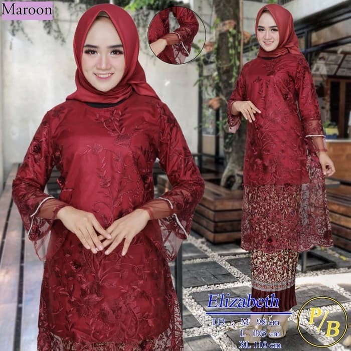 pakaian wanita kebaya tulle elizabet ternew