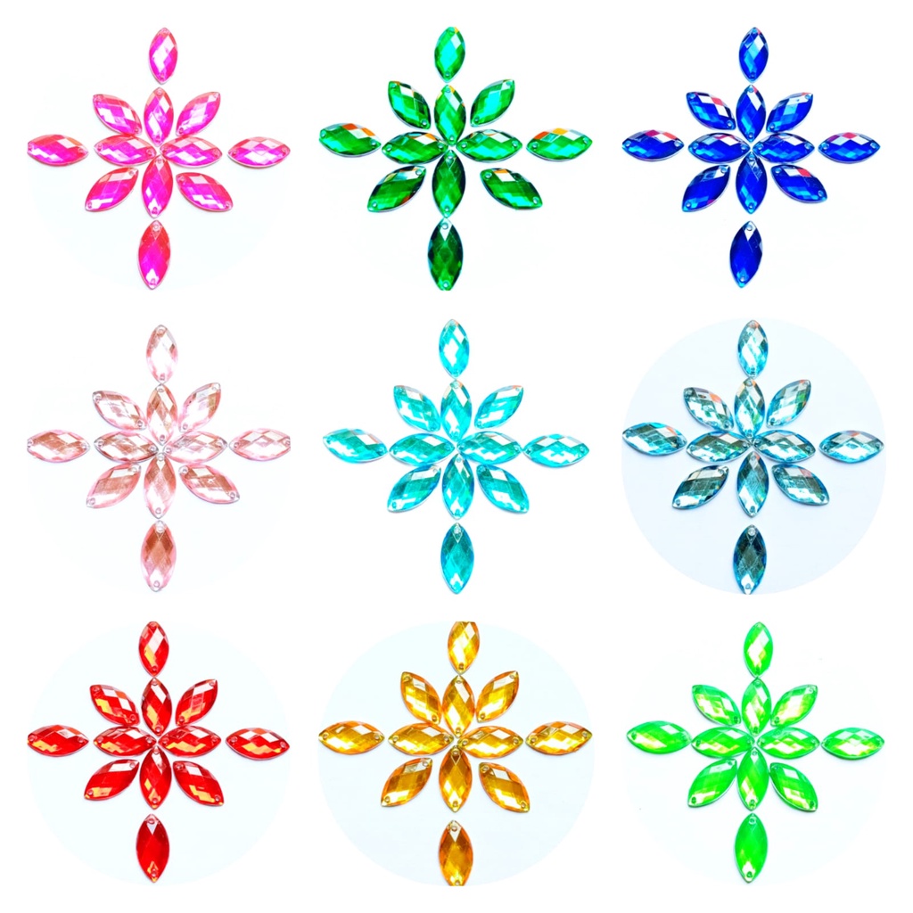 payet tempel jahit akrilik mote manik manik grade B uk 9*18 per lusin murah