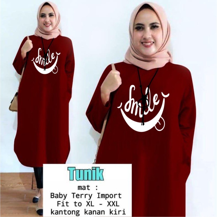TUNIK SMILE /TUNIK KEREN/ TUNIK MAMACHI / TUNIK POLOS/ TUNIK CEWEK / TUNIK MUSLIM