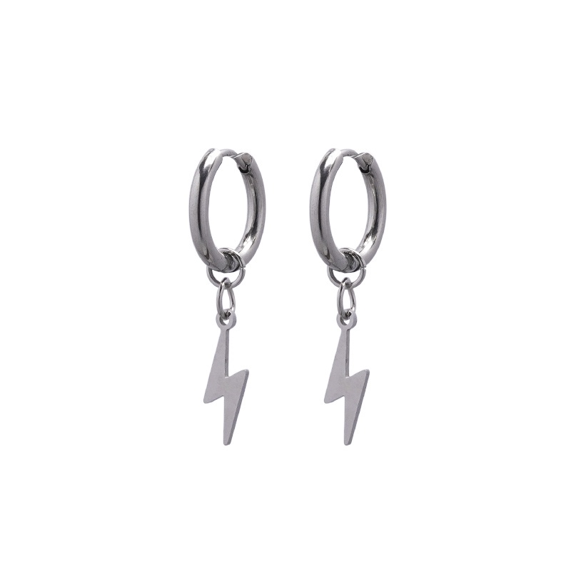 Titanium Steel Lightning Pendant Earrings Accessories Hip Hop Trendy Bungee