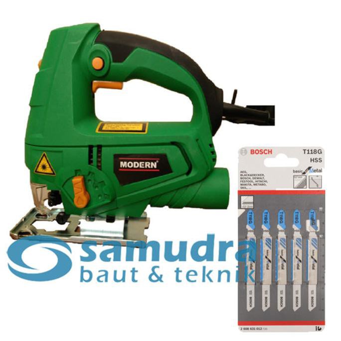 DISKON BESAR Mesin Jigsaw Laser MODERN M-2200L & BOSCH T118G Mata Gergaji Besi