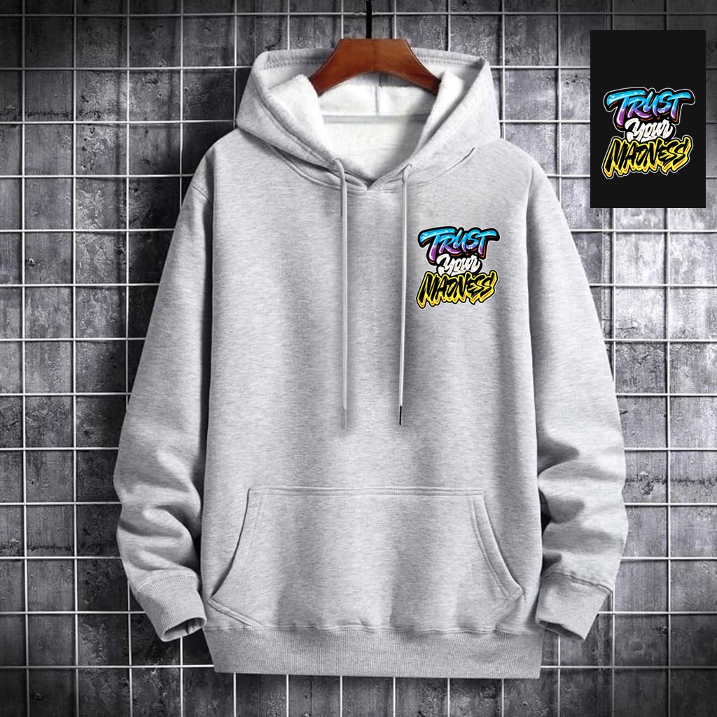 INDOSAN-SWEATER HOODIE TRUST-HOODIE DISTRO BAHAN FLEECE MOTIF GAMBAR DTF PRINTING-REAL PICT-BISA COD