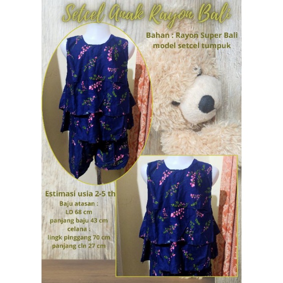 Setcel Rayon Bali tumpuk //Stelan Rayon Bali //Daster Anak