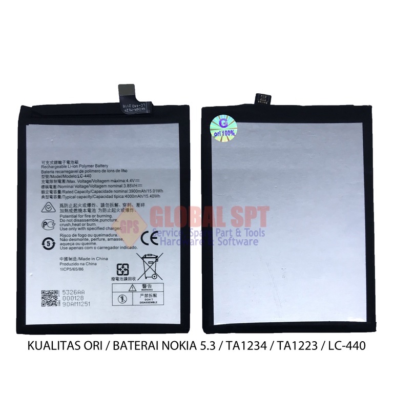 KUALITAS ORI / BATERAI NOKIA 5.3 / BATRE TA1234 / BATERE TA1223 / LC-440