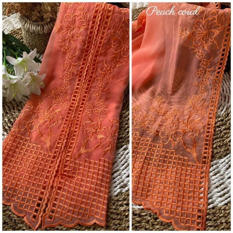 Bahan Kebaya Sifon Bordir Bali (Original)
