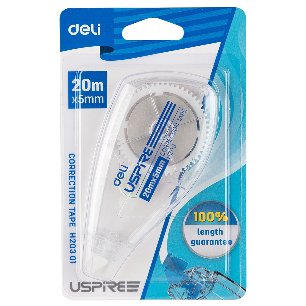 HAPPY TIME DELI TIP EX TIPEX DENGAN TUTUP USPIRE CORRECTION TAPE 20m x 5mm TIPE EX ALAT TULIS SEKOLAH KANTOR EH20301