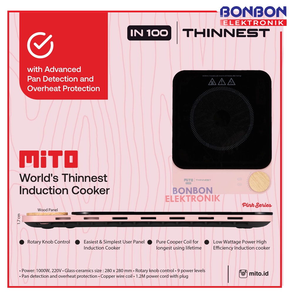 Mito IN-100 Pink Series Induction Cooker / IN100 Kompor induksi