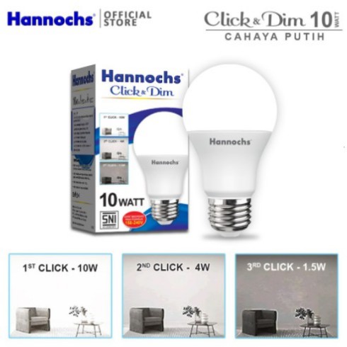 Hannochs Click &amp; Dim 10 Watt Lampu LED 3 Pilihan Terang Cahaya