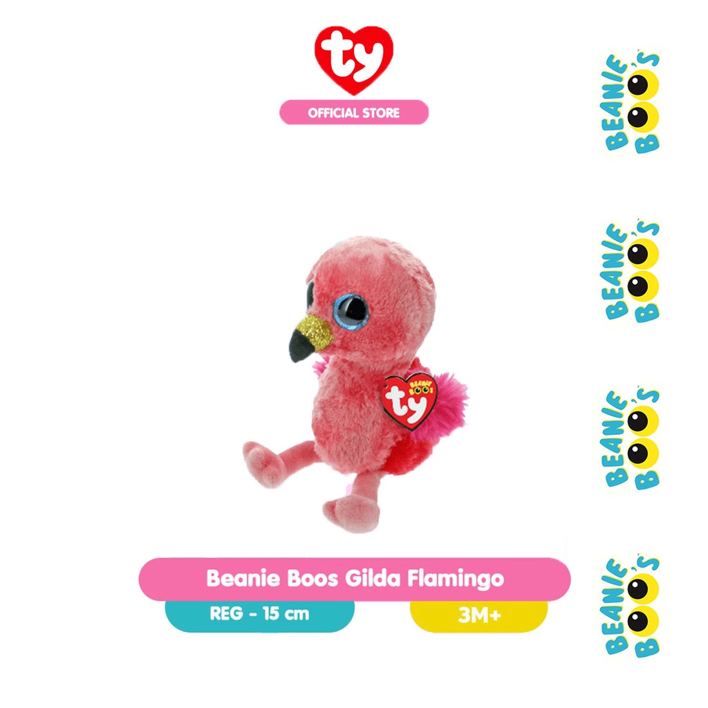 TY Beanie Boos Gilda Flamingo (Regular) - Boneka Burung Flamingo
