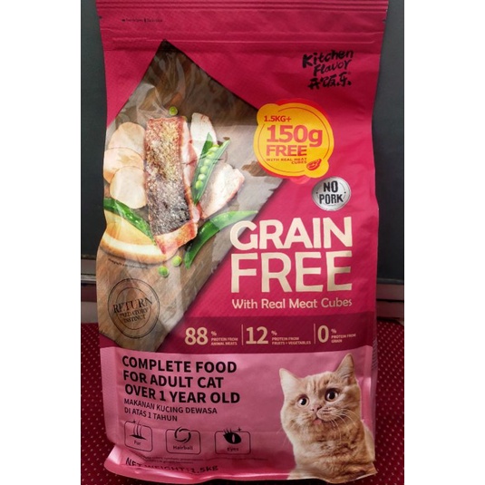 Kitchen Flavor Grain Free Adult 1,5Kg Freshpack - Makanan Kucing Dry Food