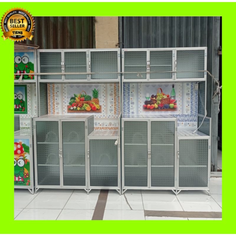 rak piring 3 pintu kaca