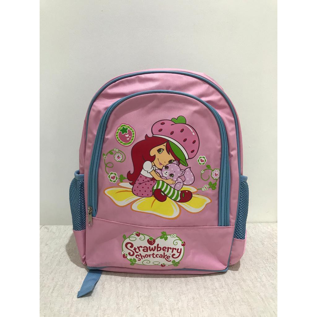 TAS BACKPACK RANSEL STRAWBERRY SHORTCAKE ORIGINAL WARNA PINK (26x16x34cm) (PxLxT)