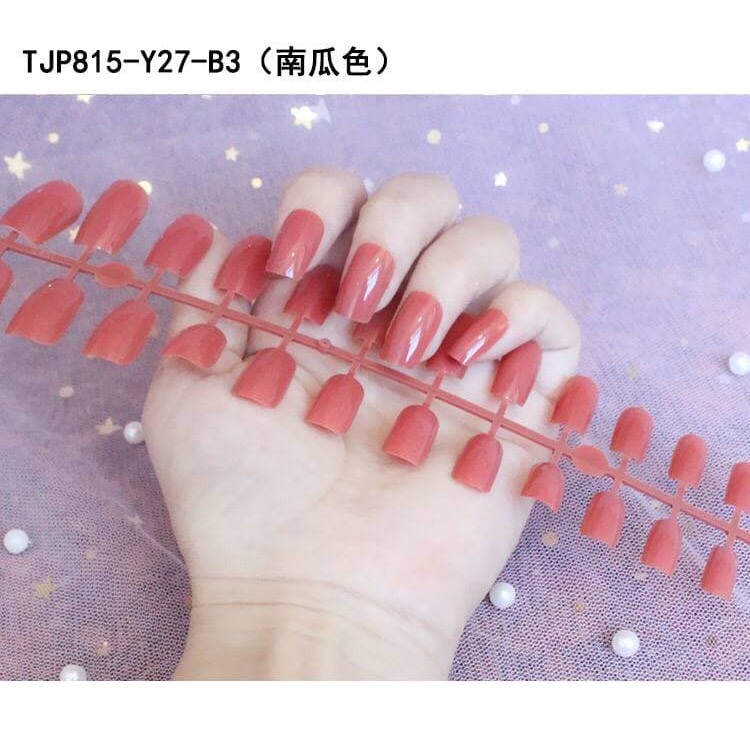 LF - 24Pc False Nail Art tips Matte Nude Coffin Ballerina Drop shaped Press On Fake (1)