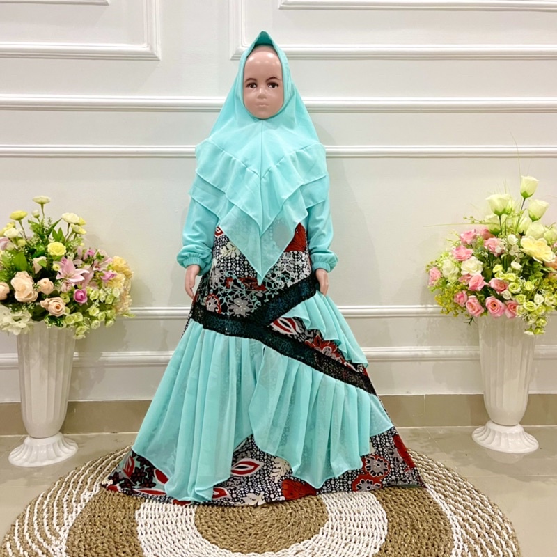 SET GAMIS ANAK BATIK CERUTY PRINTING PAYET