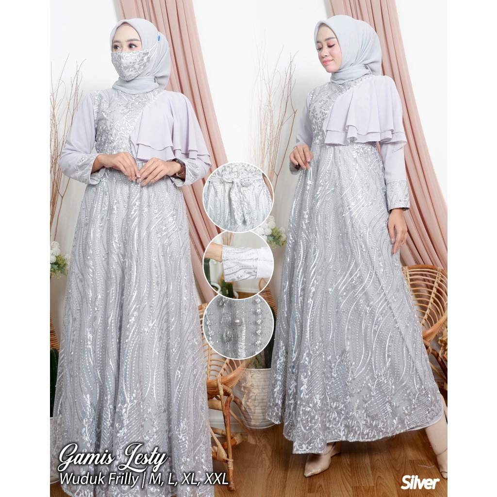 GAMIS LESTY/GAMIS TULLE LESTY/GAMIS MODERN/GAMIS PESTA MEWAH/DRESS PESTA/KEBAYA PESTA MEWAH/KEBAYA BRUKAT/GAMIS TERBARU/BY LEFI