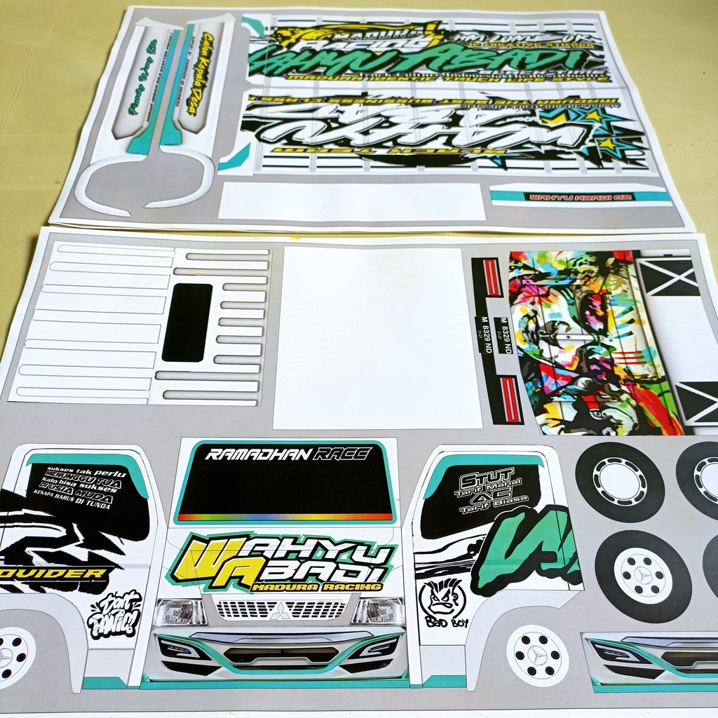 pola stiker miniatur truk oleng ukuran 48cm [Bayar ditempat]
