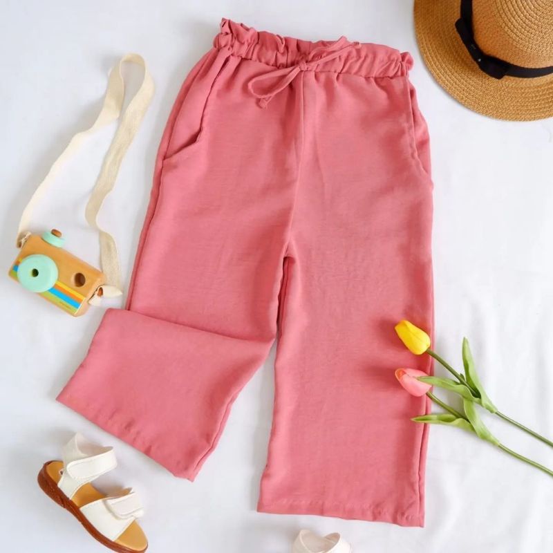 Celana Kulot Anak Ribon Pants / Celana Panjang Kulot Polos Ada Tali Pita Pants Kids / Celana Panjang Anak Tali 1-5 Tahun