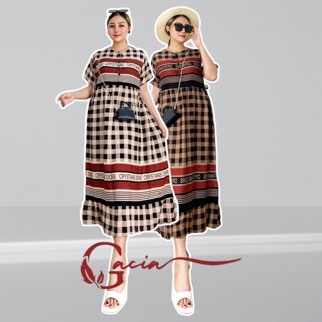 Gacia.Id • Arken Midi Dress / Dress Wanita Terbaru Bahan Rayon Premium / Daster Busui / Dress Wanita