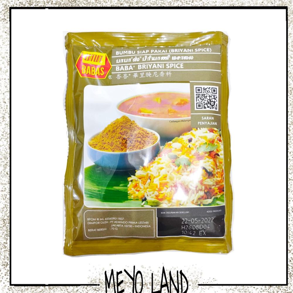 

BABA Nasi Briyani Spice 70gr Babas Baba's Bumbu Serbuk Rice 70 gr Asli BPOM Enak Nikmat Siap Saji