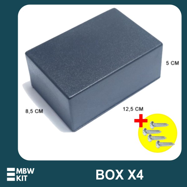 Box X4 Hitam Plastik Box Project Plus Baut 12,5 x 8,5 x 5cmi