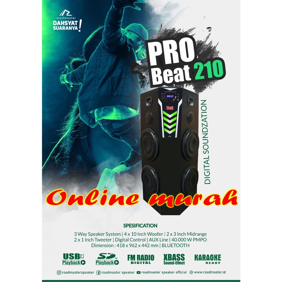 speaker aktif roadmaster pro beat 210 10 inch digital garansi resmi