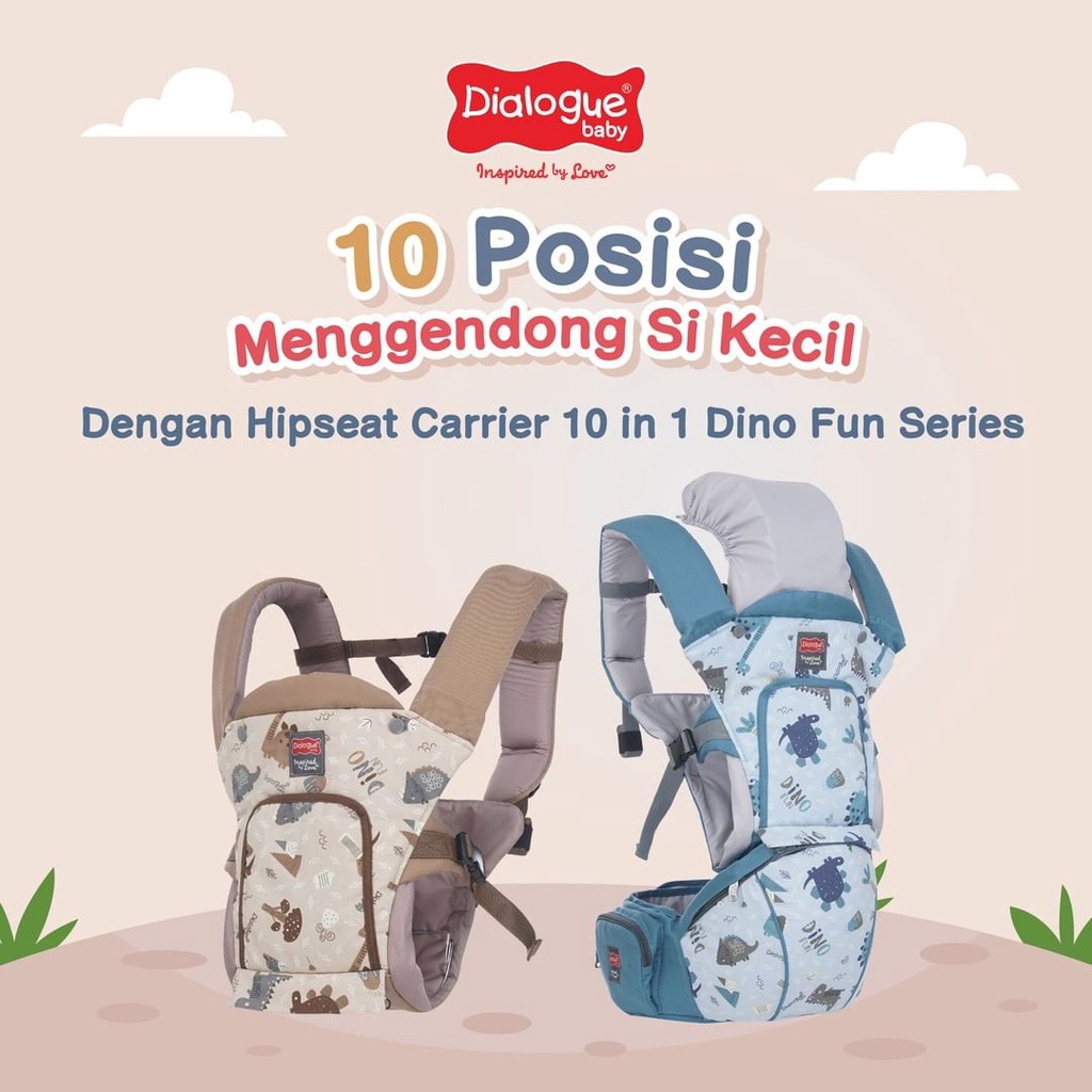 DIALOGUE BABY 10 in 1 Position Hipseat Carrier Dino Fun Series DGG4254