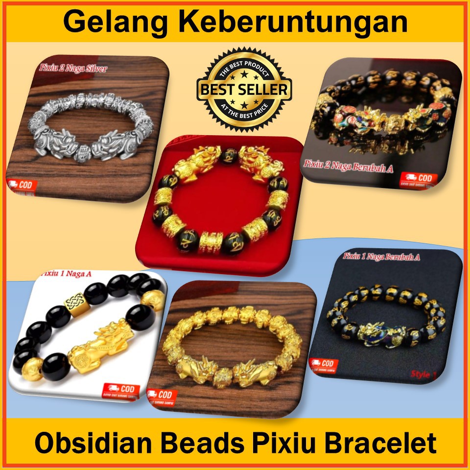 GELANG KESEHATAN/GELANG KEBERUNTUNGAN PIXIU BLACK OBSIDIAN GELANG FENGSHUI IMPORT ORIGINAL