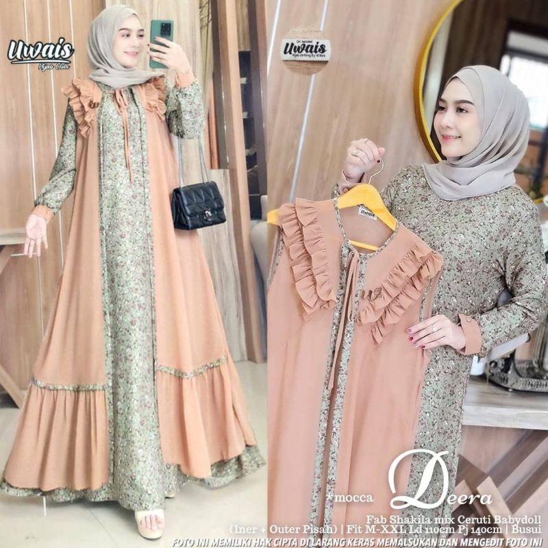 

EGHAA RAYA SMILEBOY DRESS GAMIS CANTIK MURAH WANITA MUSLIMAH DEERA SET. (LABEL MADANI) REAL PICT