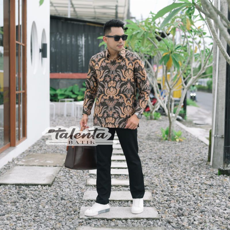 Baju Kemeja Batik Pria Lengan Panjang Pendek Modern Pesta Kantoran G04