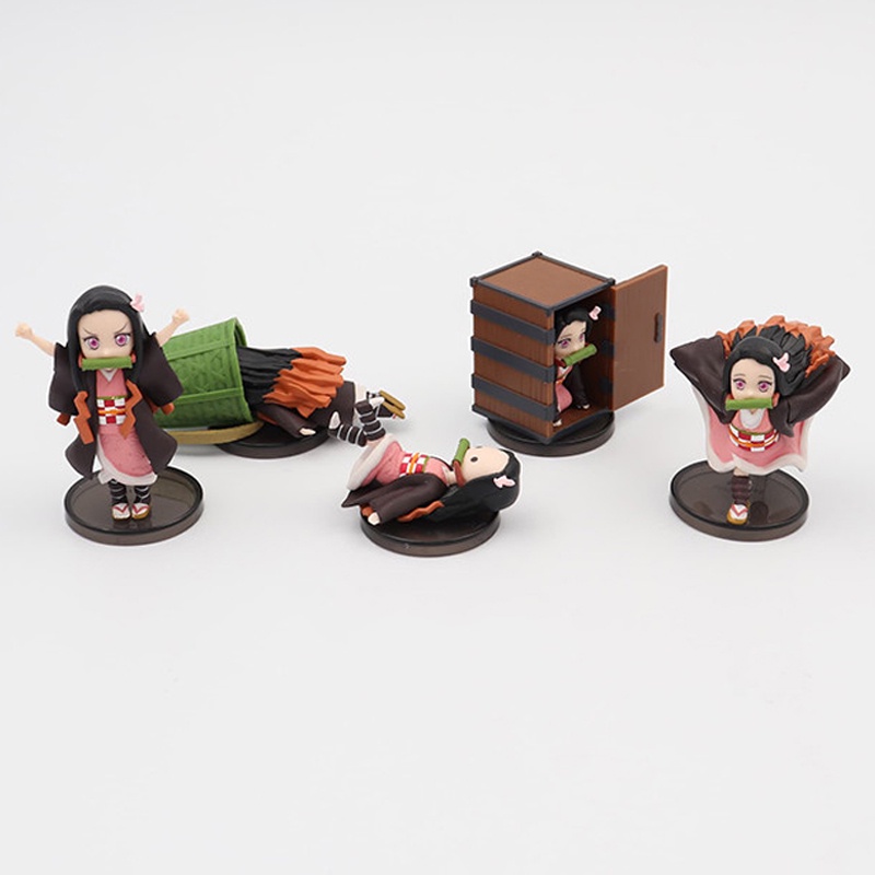 Kimetsu no Yaiba Nezuko Figure Model Toy 5pcs/set Anime Demon Slayer Figure Nezuko Cute Toys