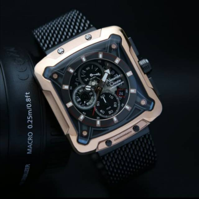 Jam pria Alexandre christie AC3030MC hitam rosegold
