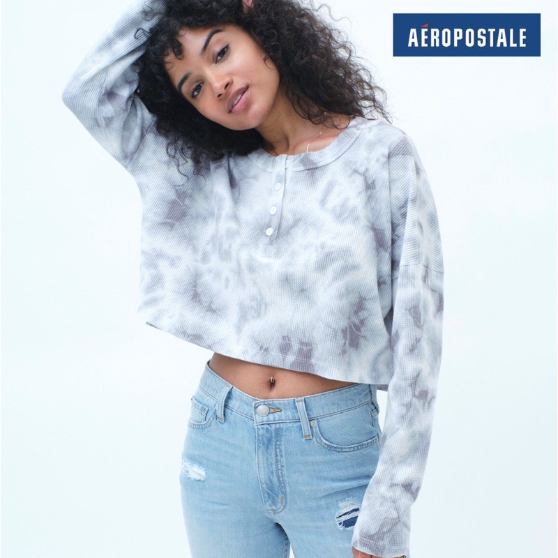 Sweater Tie Dye Crop Waffle by Aeropostale