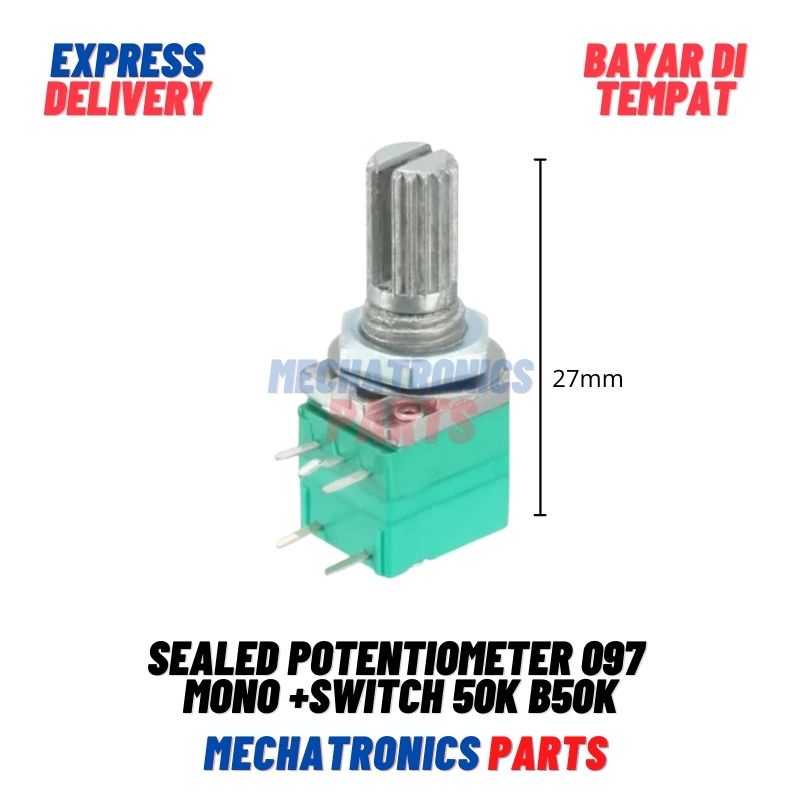 Sealed Potentiometer Potensiometer potensio meter 097 Mono +Switch 50K B50K